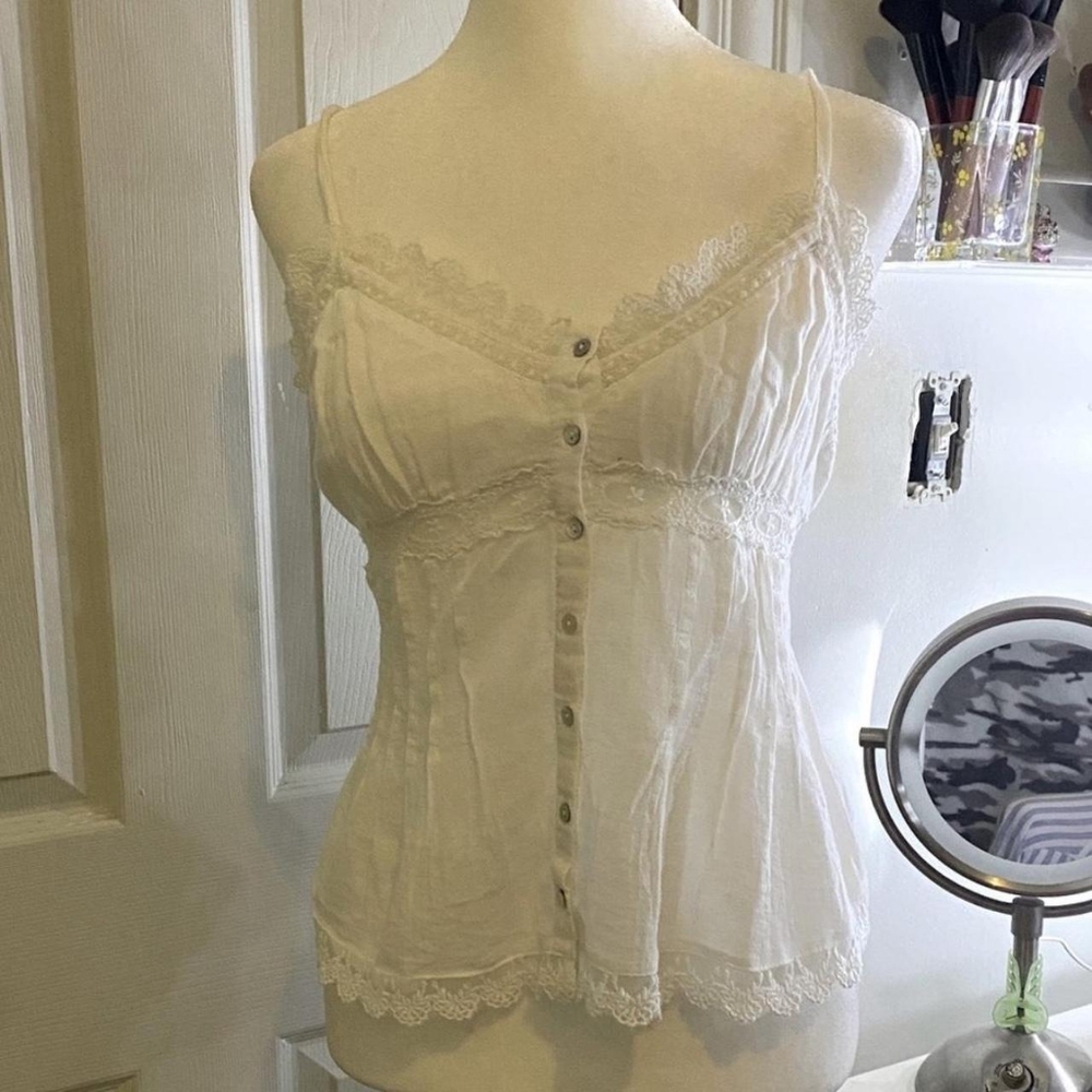 Elegant White Lace Trim Camisole